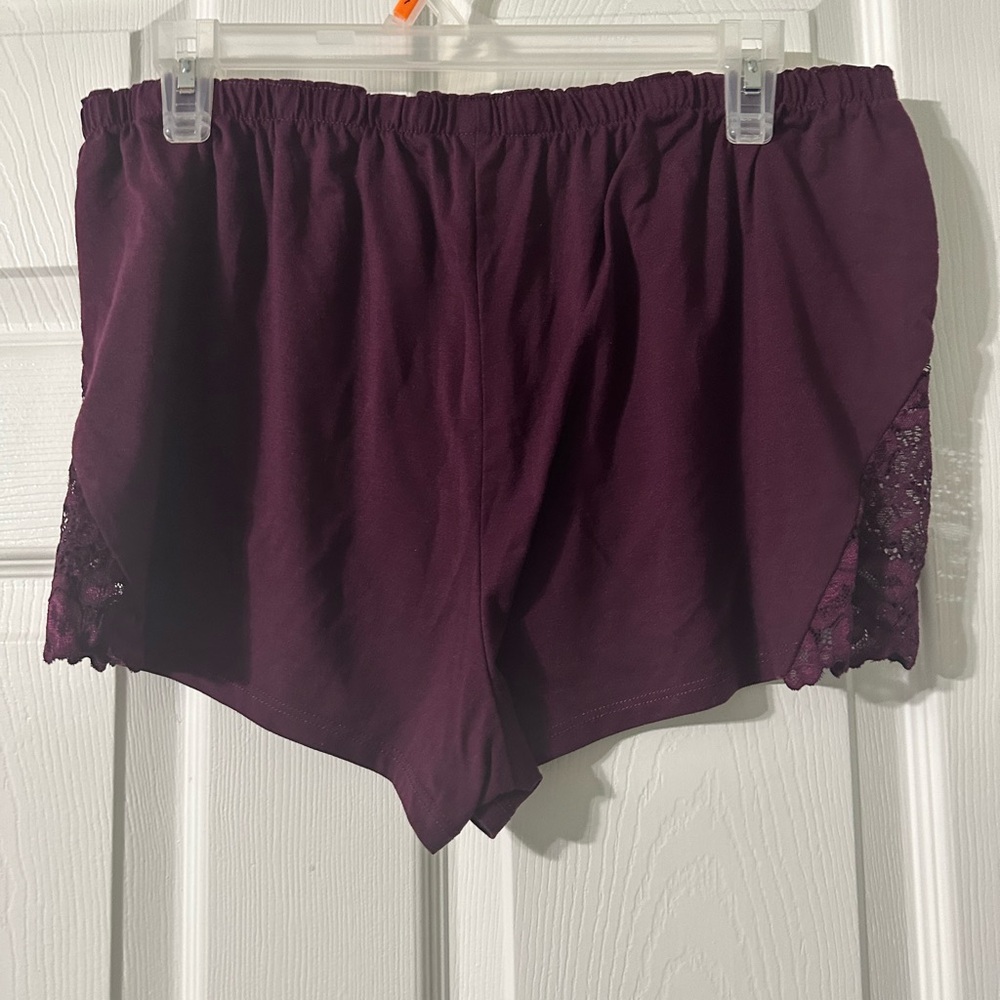FLORA Intimates Plum Purple Lace Trim Camisole and Shorts Pajama Set Size XL - Picture 7 of 8